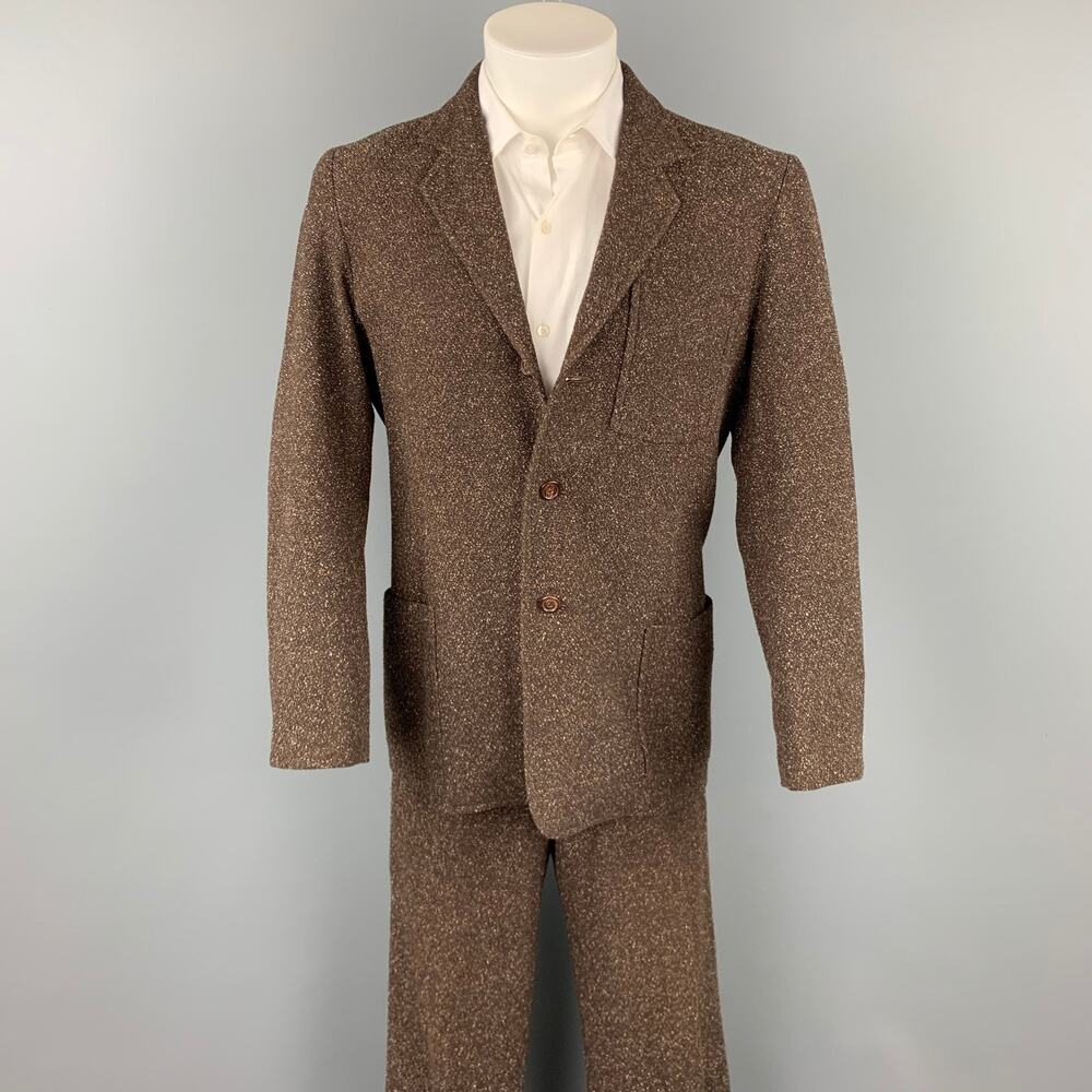 LAT NAYLOR Size S Brown Heather Polyester Blend Notch Lapel Suit